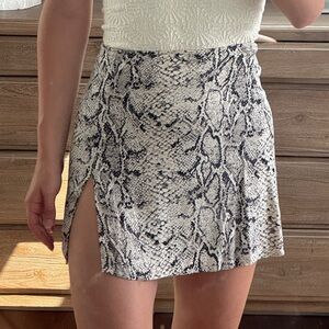 Reformation snakeskin mini skirt